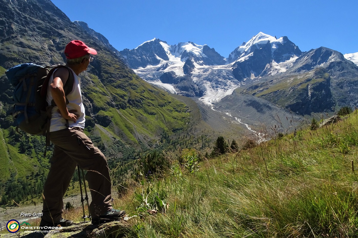 26 Vista in Piz Bernina, Scersen  Roseg e ghiacciaio di Tschierva.JPG